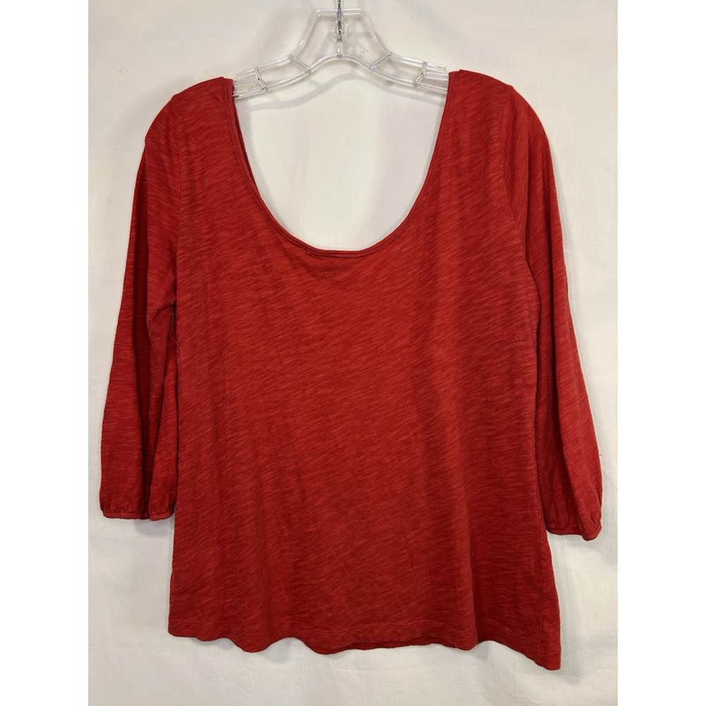 9-H15 Postmark Anthropologie Top Shirt Red Forest Fete Owl Scoop Neck Medium - Picture 5 of 7